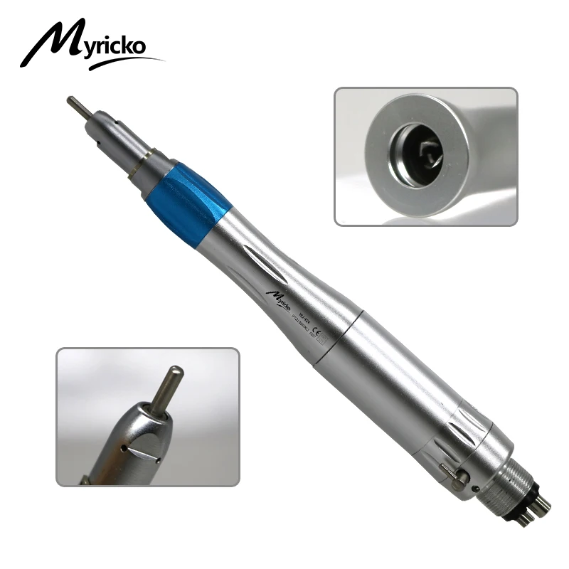 Myricko Dental Low Speed Handpiece Kit Air Motor Push Button Contra Angle Straight Handpiece External Water Spray
