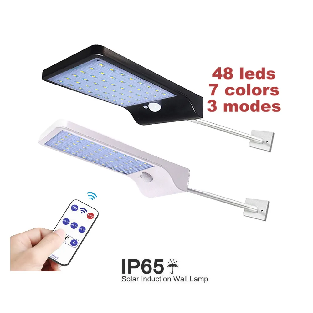 Дистанционный 48/36 светодиодный солнечный светильник три режима черный белый