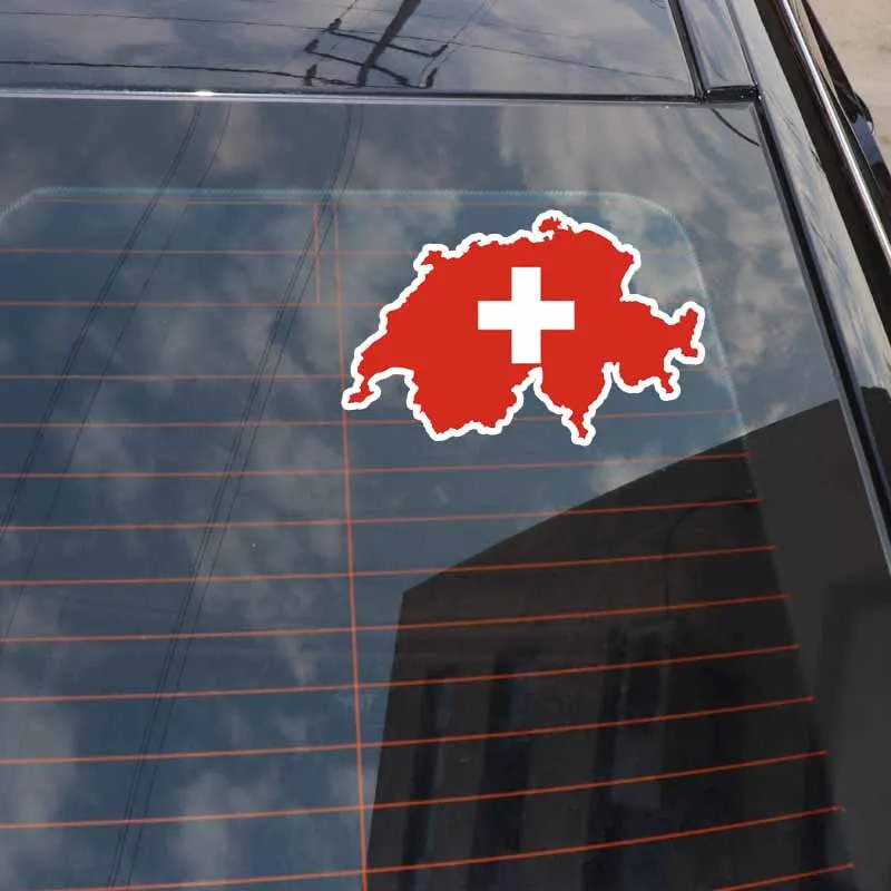 

15.1cm * 9.5cm Auto Parts Swiss Map Flag Motorcycle PVC Car Stickers Waterproof and Sun Protection Creative Decals