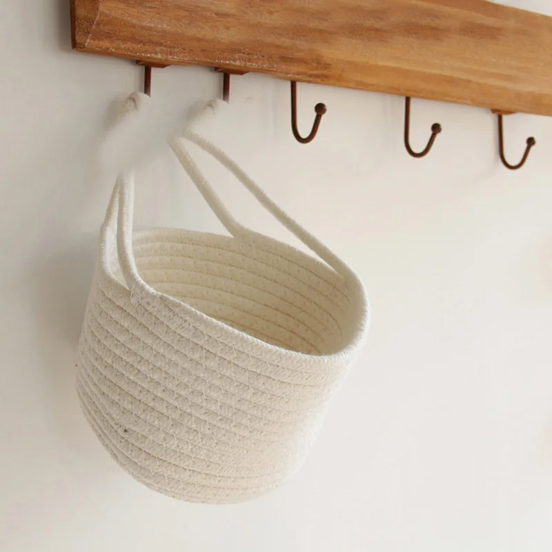 

Nordic Woven Finishing Basket Cotton Rope Hanging Garment Storage Folding Basket SLC88