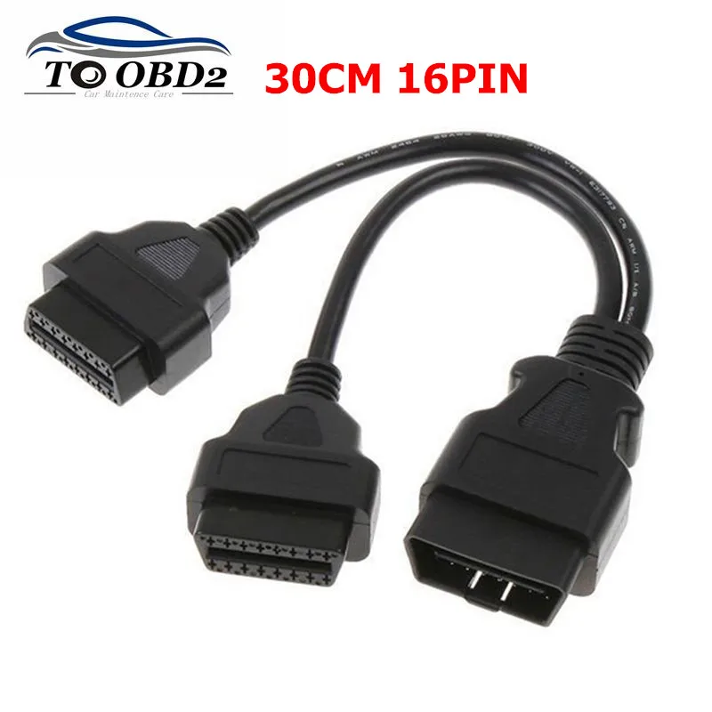 OBD2 16Pin Мужской Двойной Женский Y сплиттер кабель удлинитель разветвитель