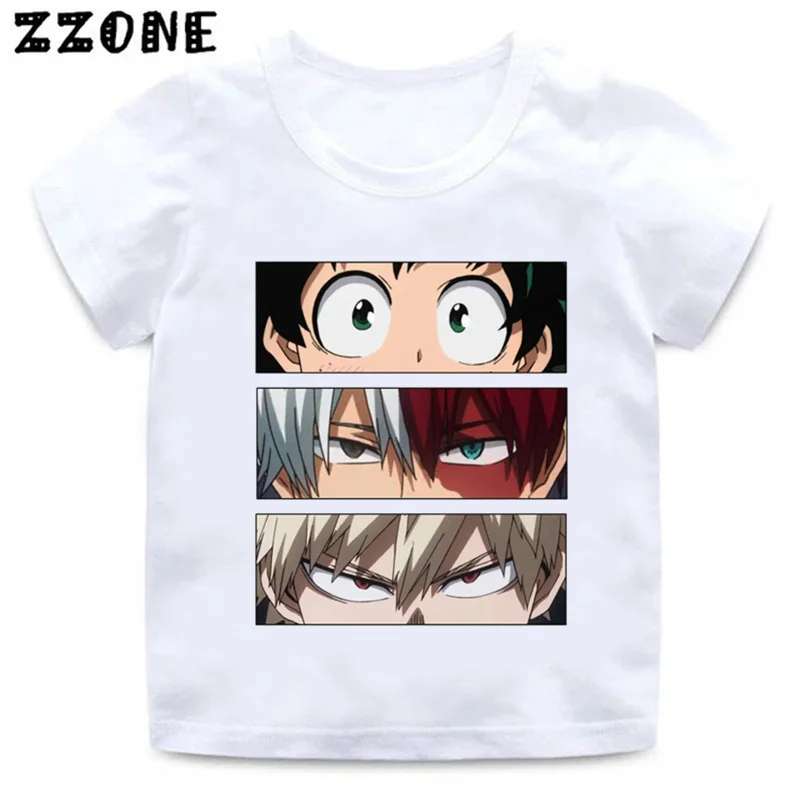 Camiseta de dibujos animados de Boku No Hero Academia para niños y niñas, ropa divertida de My Hero