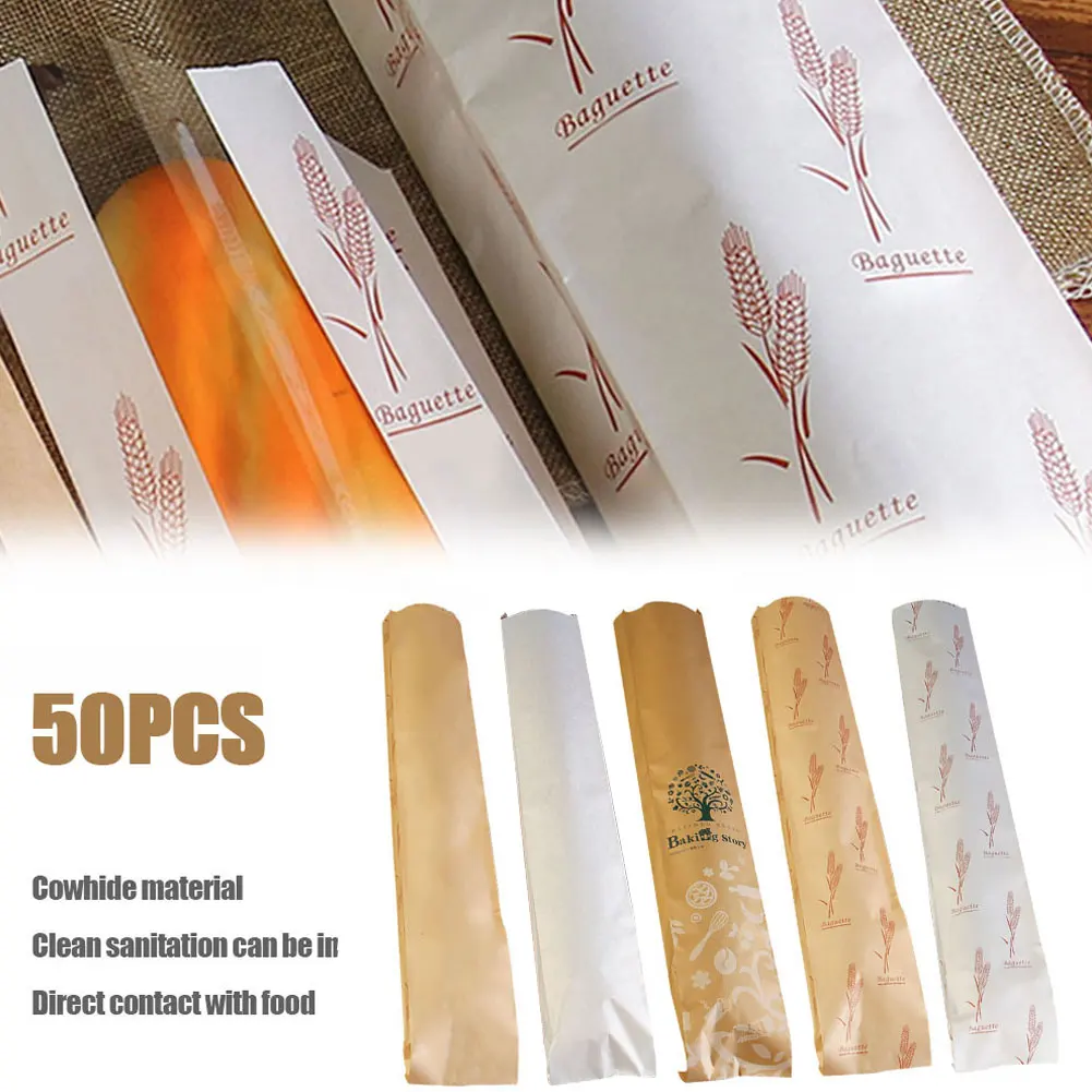 

50pcs Long Baguette Biscuits Packaging Wrapping Supplies For Party Wedding Favors Handmade Bread Cookies Gift Kraft Paper Fit