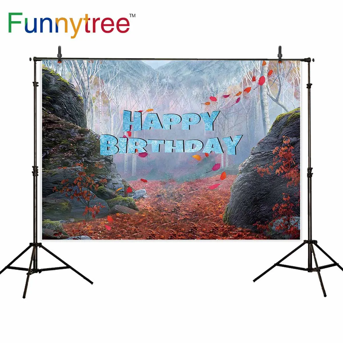 

Фон для студийной фотосъемки Funnytree с изображением замерзших зимних листьев и горных листьев