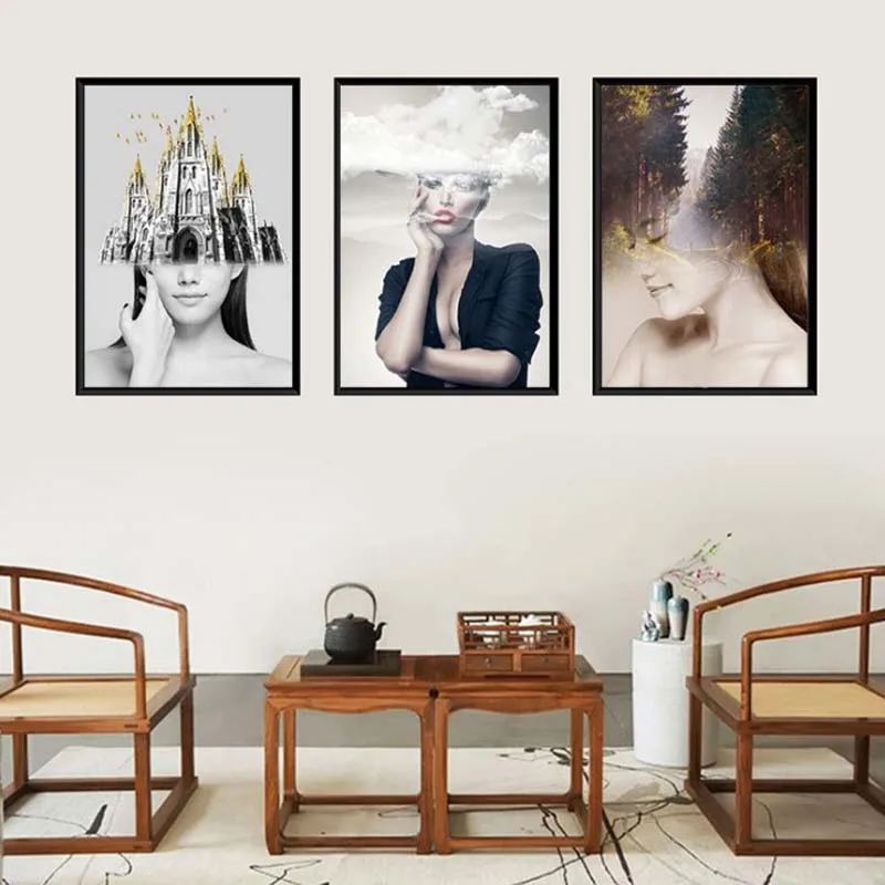 

Modern Paintings Paris Fashion Women Wall Poster Beauty Portrait Canvas Painting Wall Arts Big Size Wall Home Decoration Salon