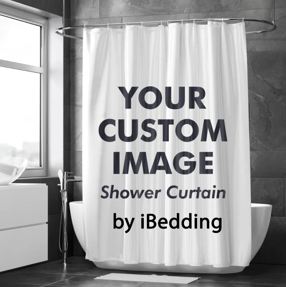 

New iBedding Custom Shower Curtain Bathroom Waterproof Curtains Customized Photo Polyester Bath Decor With Hooks POD