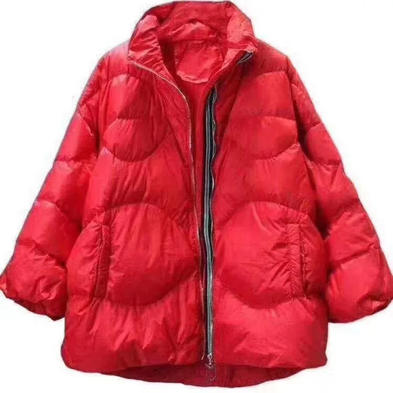 Зимний пуховик для женщин большой размер Повседневная белая утка ТРАПЕЦИЕВИДНОЕ