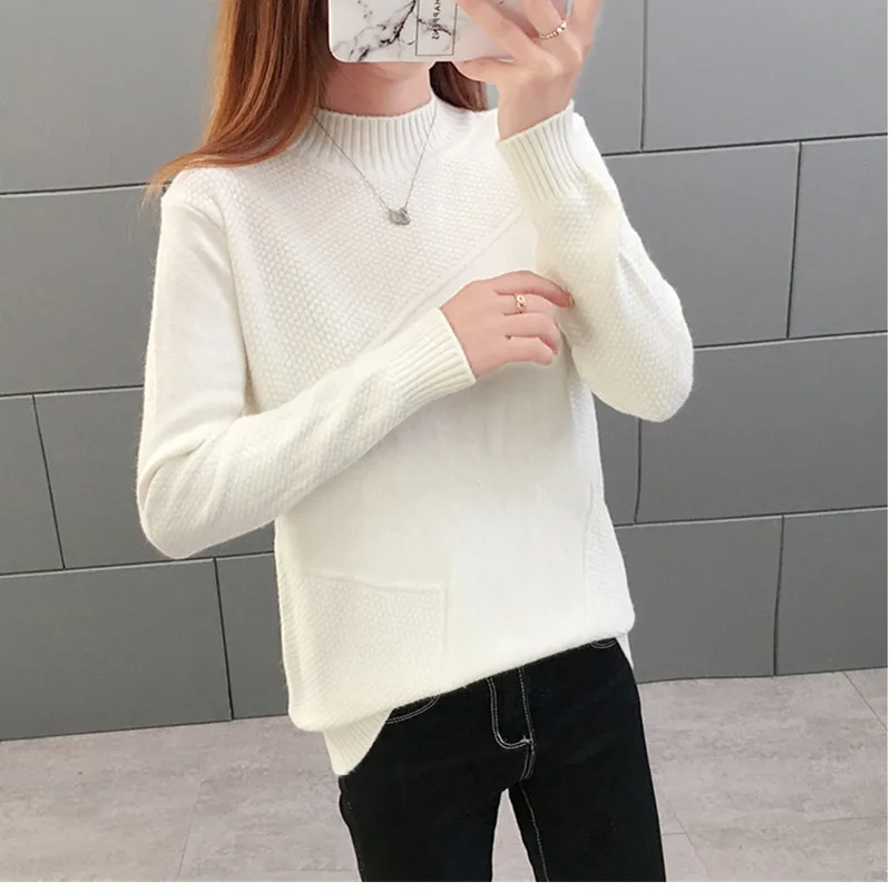 Женский пуловер вязаный свитер Осень-зима 2019 топы нового размера плюс женские