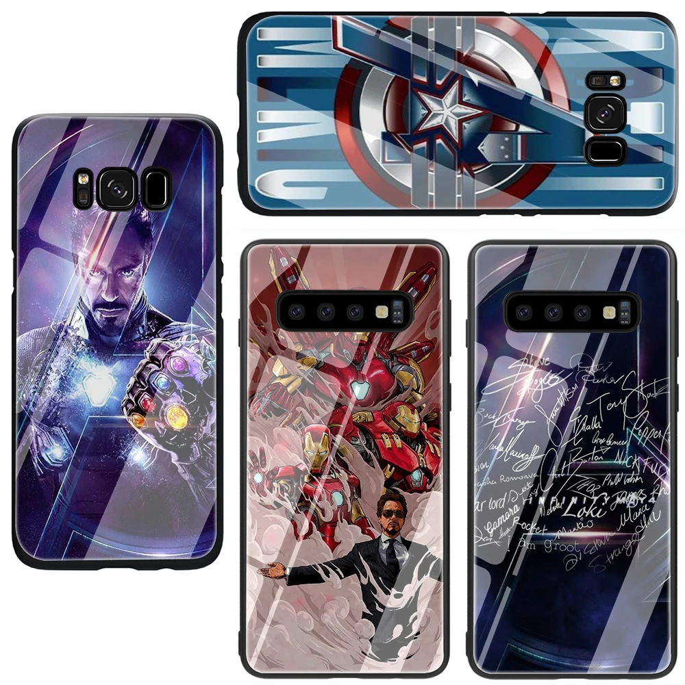 Marvel superhero iron man Tempered Glass Phone Cover Case For Samsung Galaxy S7 edge S8 Note 8 9 10 Plus A10 20 30 40 50 60 70 | Мобильные