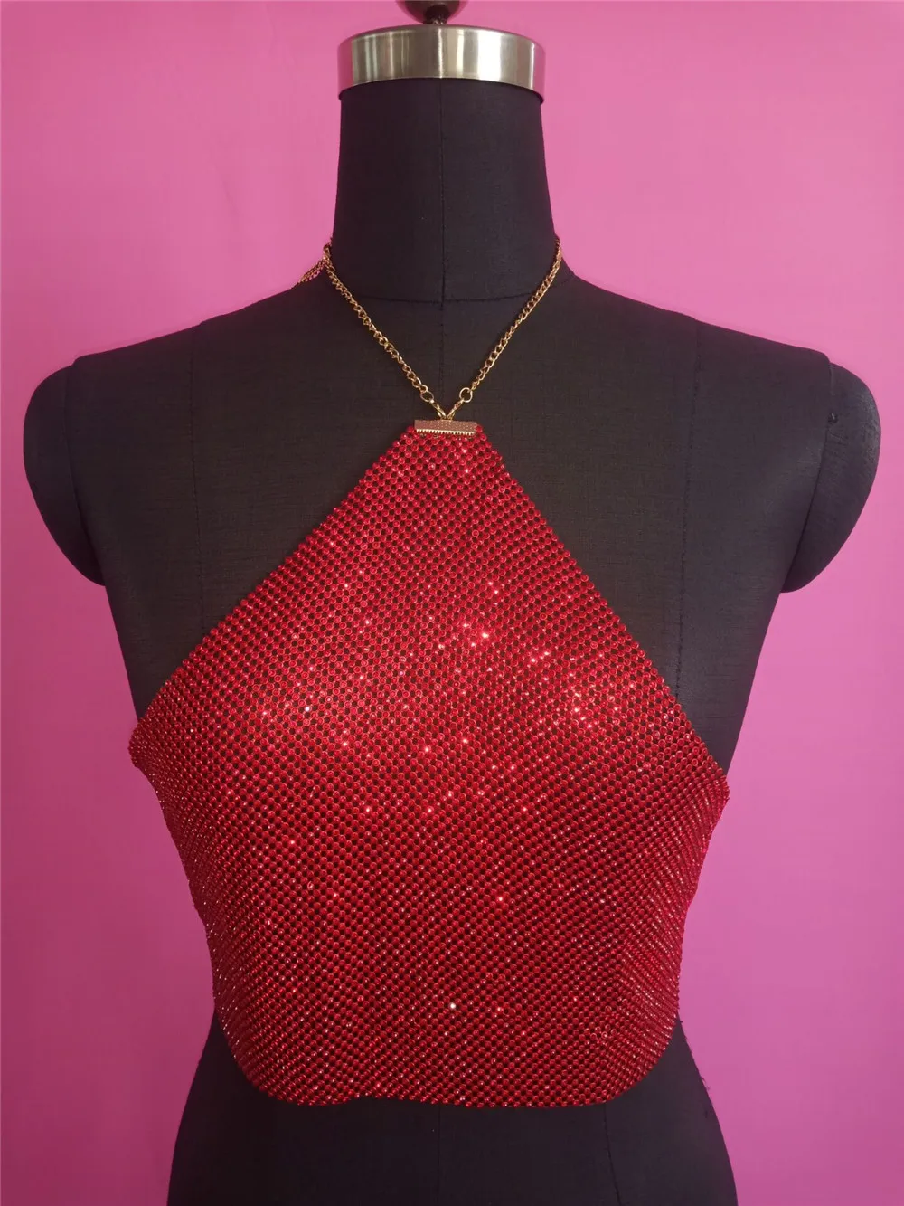 Женский укороченный топ с металлической цепочкой и бриллиантами|Топы| |