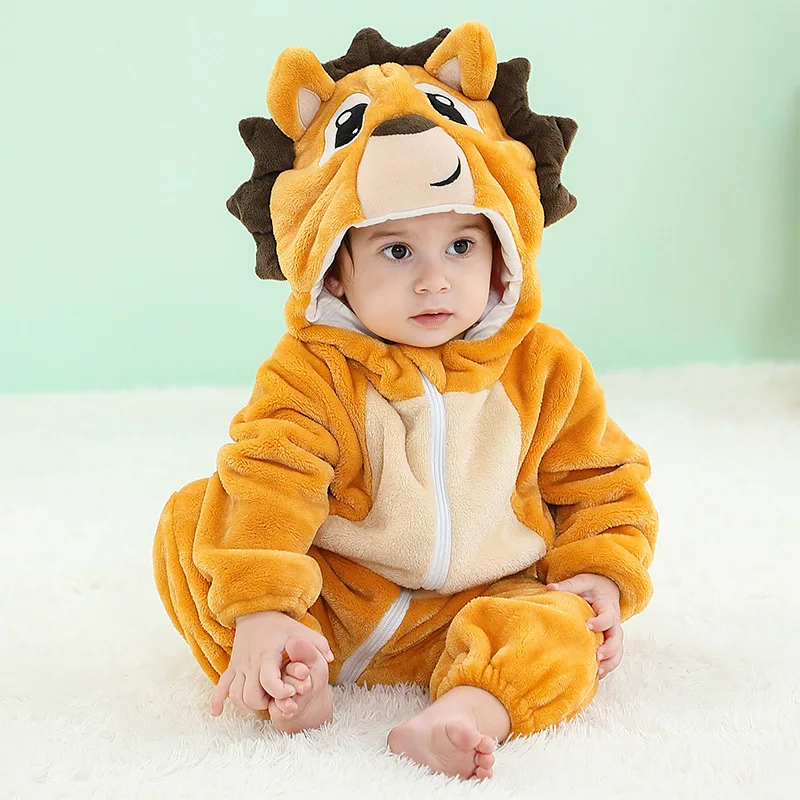 

Halloween Cute Cartoon Flannel Crawl Kigurumi Baby Boy Girl Animal Rompers Sleepwear Cosplay New Born Baby Pajamas Warm Jumpsuit