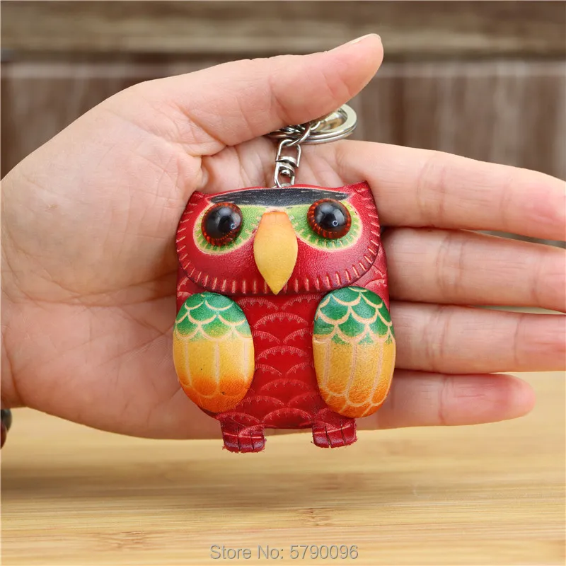 Leather handmade creative owl bag accessories keychain pendant super cute animal children's small gift | Багаж и сумки