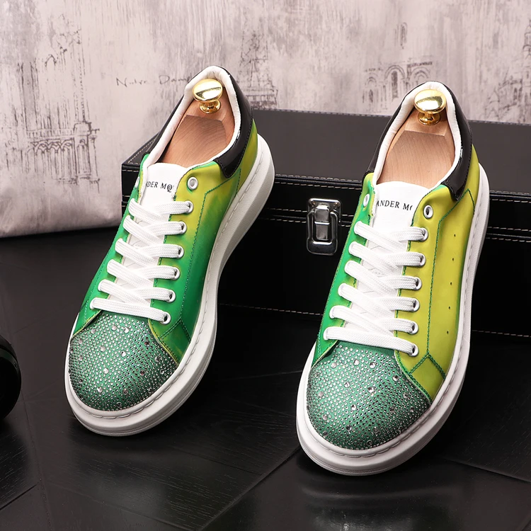 

2021 New Men Tenis Shoes Original Glitter Rhinestone Causal Flat Platform Luxury Designer Hip-hop Punk Loafers Zapatos Hombre