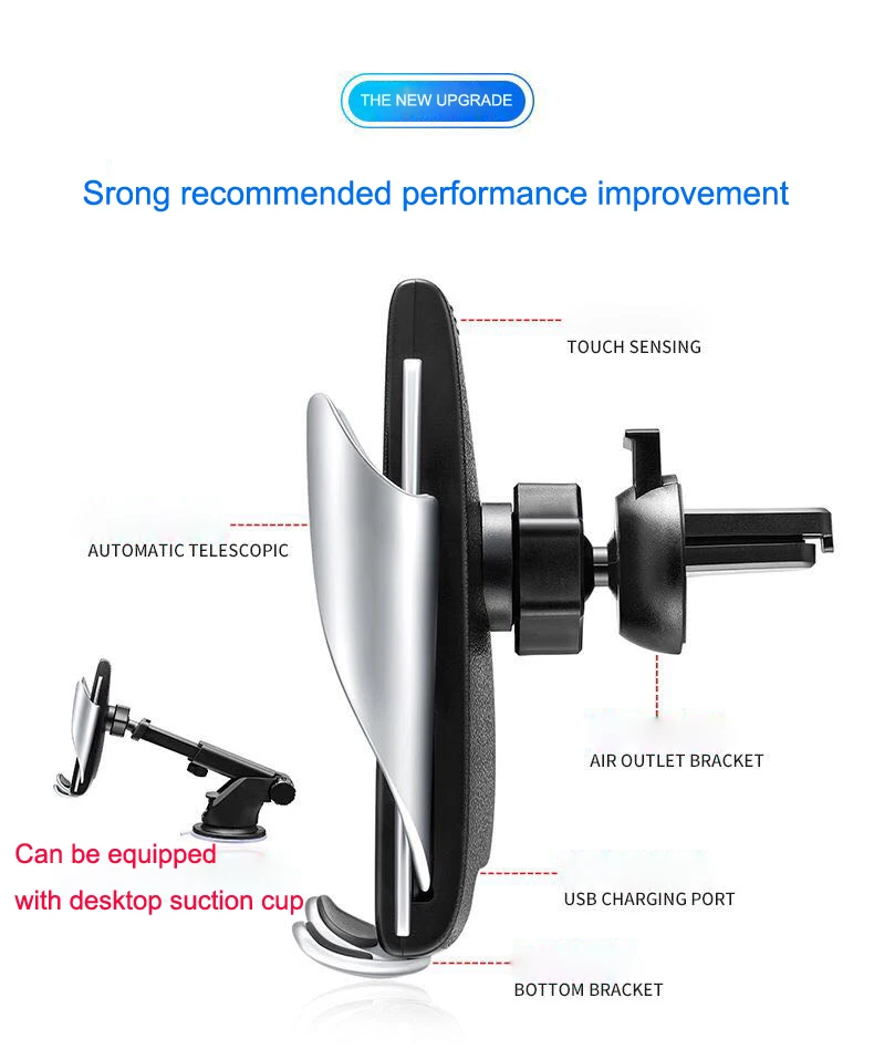 2021 new car bracket wireless charging charger navigation bracket 10w suitable for apple android huawei xiaomi free global shipping