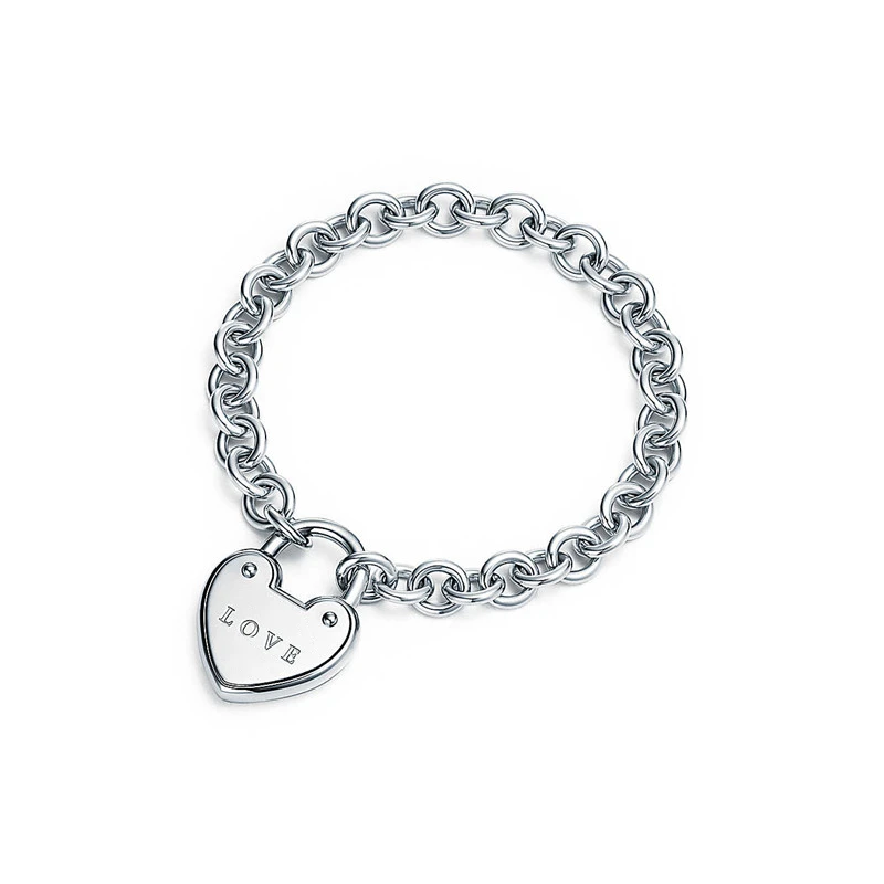 

TIFFON 1:1 S925 Sterling Silver Heart Lock Bracelet Fashion Jewelry High Quality Jewelry Lovers Party Holiday Birthday GIft