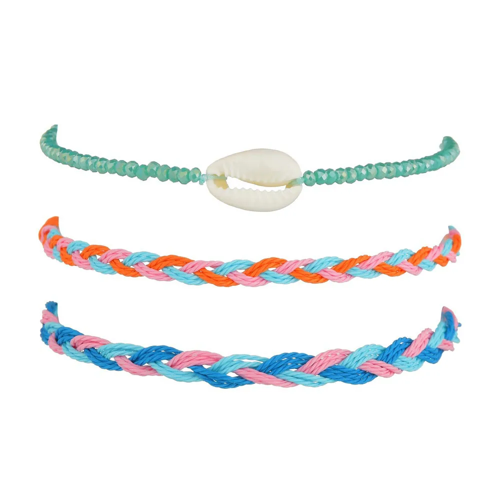 Modyle Bohemian Beach Shell Bracelets Set Handmade Braided Bracelet Adjustable Multilayer Wristband Women Gift | Украшения и