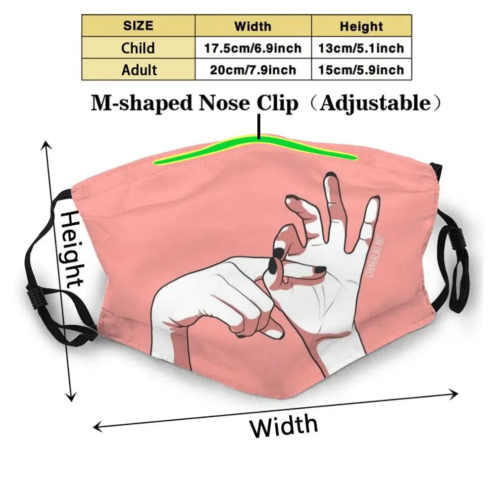 You Me Custom Design For Child Adult Mask Anti Dust Filter Print Washable Face Chiaralikiart Pink Erotic Hands Shadows |