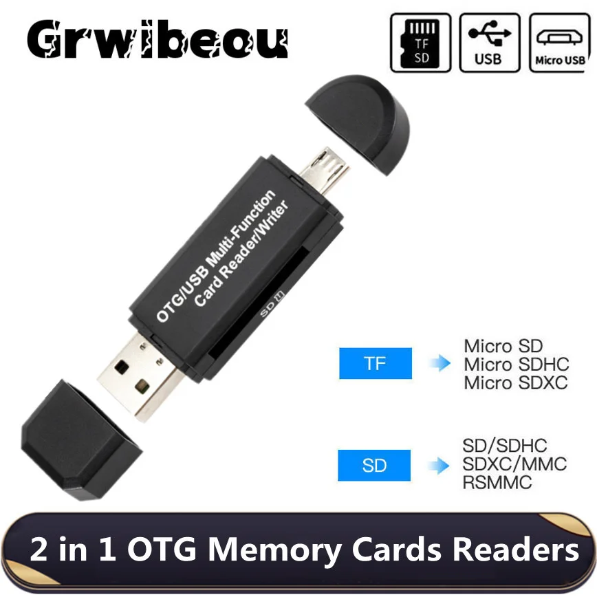 

Micro USB OTG 2 in 1 USB 2.0 Adapter SD Card Reader For Android Phone Tablet PC Memery Cards Reading Device microsd reader