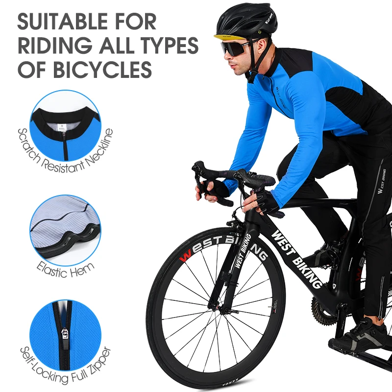 WEST BIKING Long Sleeve Cycling Jersey Breathable Team Racing Sport Bicycle Men Shirt Clothing Comfortable Bike | Спорт и