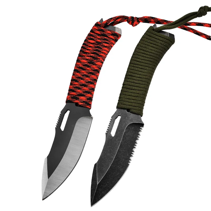 

Field High Hardness Sharp Tactical Knife Outdoor Knife Rope Handle Small Straight Knife Wilderness Survival Non-folding Knife