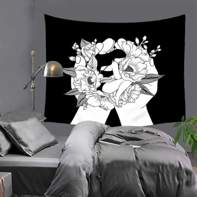 Винтажный Черный Художественный Цветочный Женский индийский гобелен в стиле