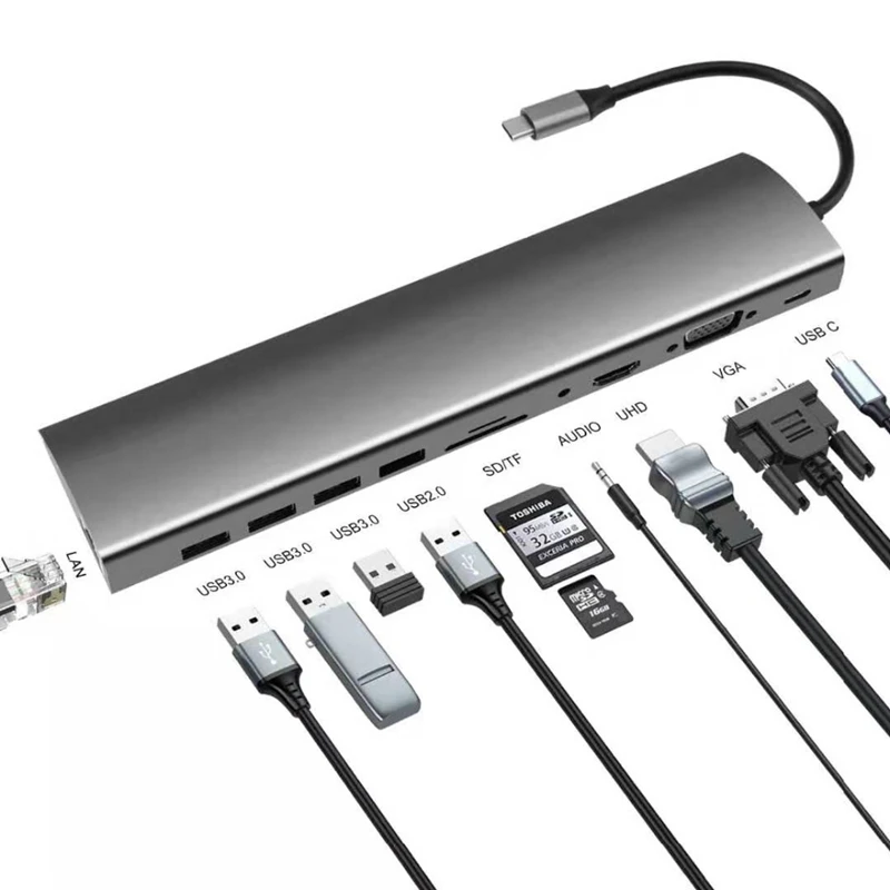 USB разветвитель Концентратор USB type C с HDMI RJ45 PD зарядка SD кард-ридер USB C концентратор Type C Plitter для Macbook Pro Аксессуары для ноутбуков мультихаб ноутбук аксессуары Multi HUB комплектующие для пк - Цвет: 1911