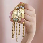 Персонализированные браслеты с именем ребенка, Индивидуальные ювелирные изделия, подарок на день рождения, розовый кубический цирконий, корона, след, детский индивидуальный браслет