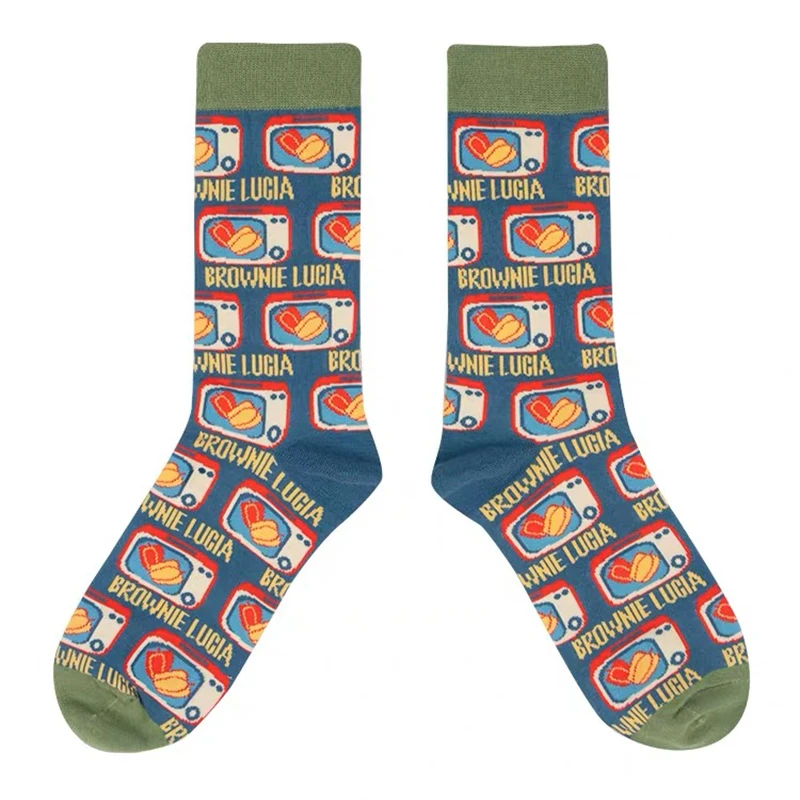 

New Happy Socks Women Funny Casual Lolita Illustration Plaid Art Cute Novelty Socks Cotton Korean Fashion Harajuku Unisex 1Pair