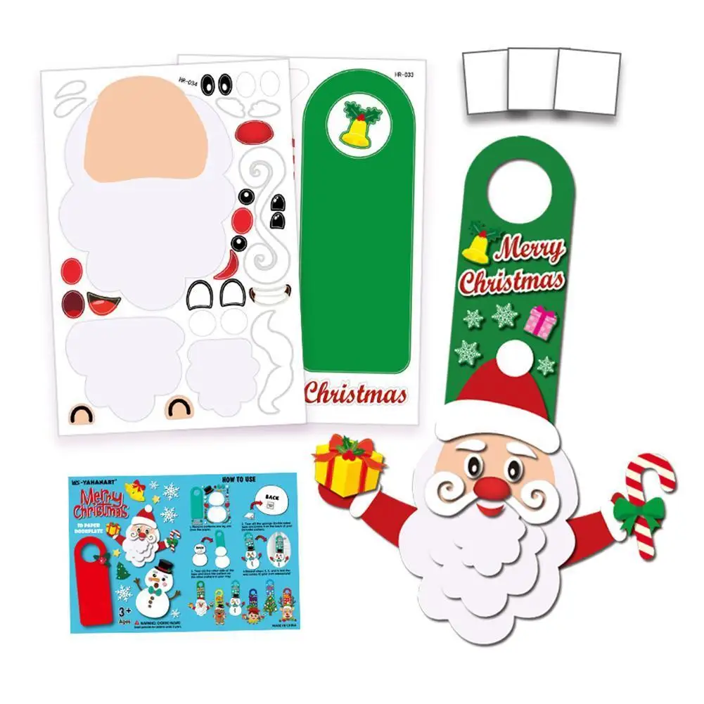 

Детские Рождественские наклейки «сделай сам», Пазл «сделай лицо», Санта-Клаус, лось, снеговик, наклейки для творчества, детские игрушки, обу...