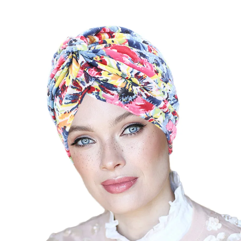 

Women Stretchy Twist Turban Hat silky Head Wrap Hijab Cap Ladies Chemo Cap Muslim Hats Bonnet Beanie Breathable Hair Accessories