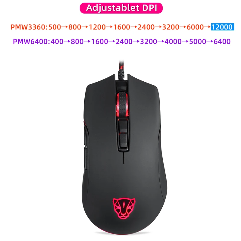 Motospeed V70 Проводная игровая мышь USB 12000 DPI геймерский компьютер RGB светодиодный
