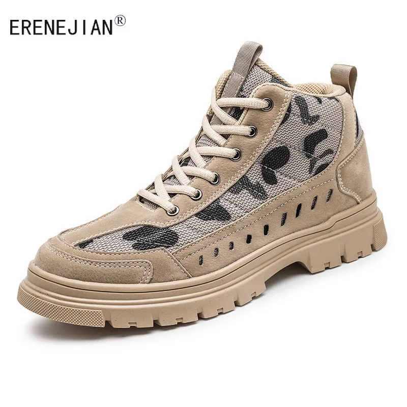 

ERENEJIAN Men's Outdoor Tactical Ankle Boots Breathable Desert Combat Botas Non Slip Hiking Climbing High Top Shoes Footwear