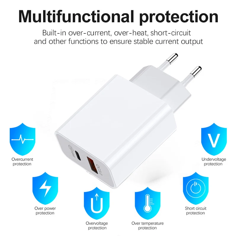 

18W Quick Charge PD 3.0 Fast Charger for iPhone 12 11 X 8 7 iPad Samsung Xiaomi QC3.0 Wall USB Charger US EU Plug Power Adapter