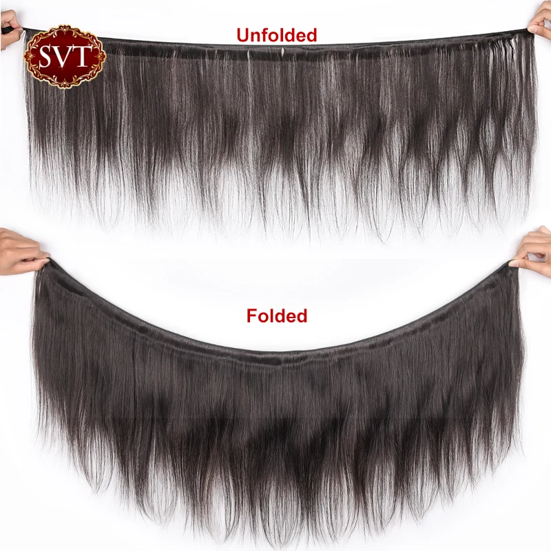 SVT волосы перуанские прямые 13*4 Кружева лобовое Закрытие с пучками не Реми