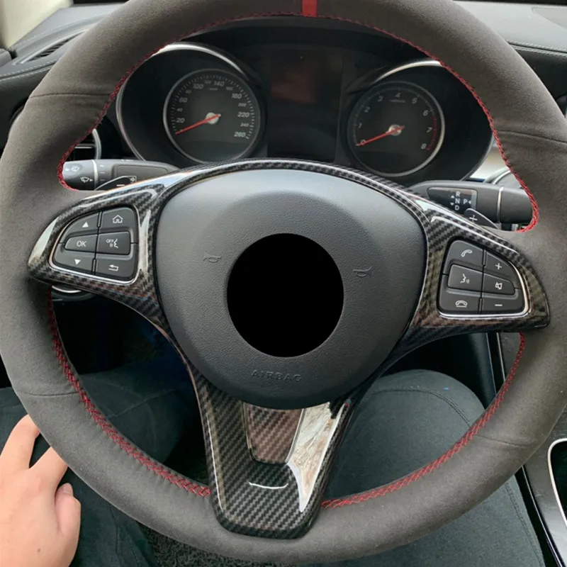 

Декоративная рамка из углеродного волокна для кнопки рулевого колеса автомобиля ABS для Mercedes Benz Vito W447 V Class V260 GLS GLE 2014-2018