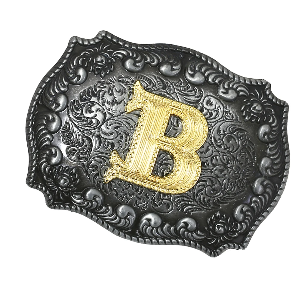 Men Western Cowboy Texas Rodeo Belt Buckle Gifts Jewelry Initial Letters A-Z |
