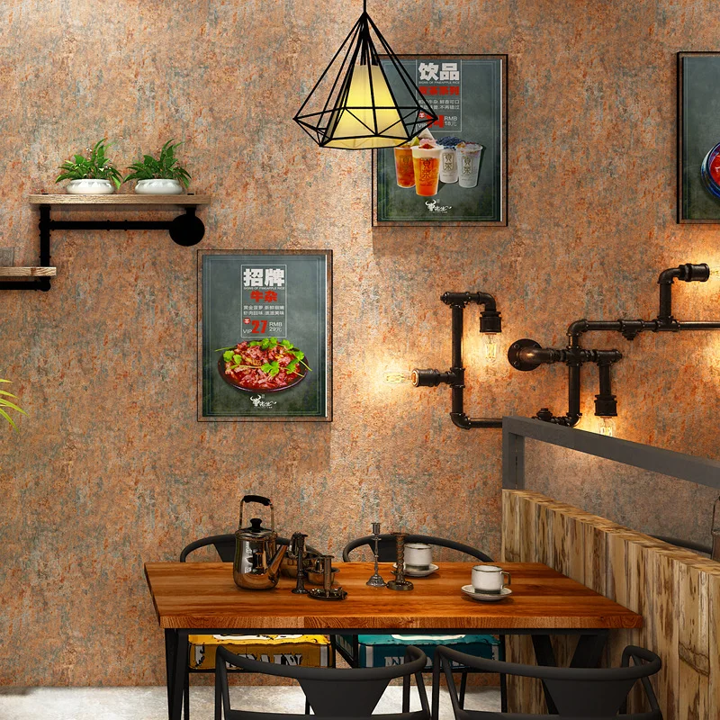 Vintage Solid Color Wallpaper Cement Home Decor Retro Rust Yellow Grey Waterproof Rolling Paper Contact | Обустройство дома