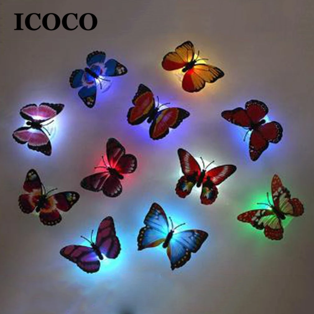 ICOCO 3D Красочный светодиодный бабочка ночной Светильник стерео симуляция бабочки