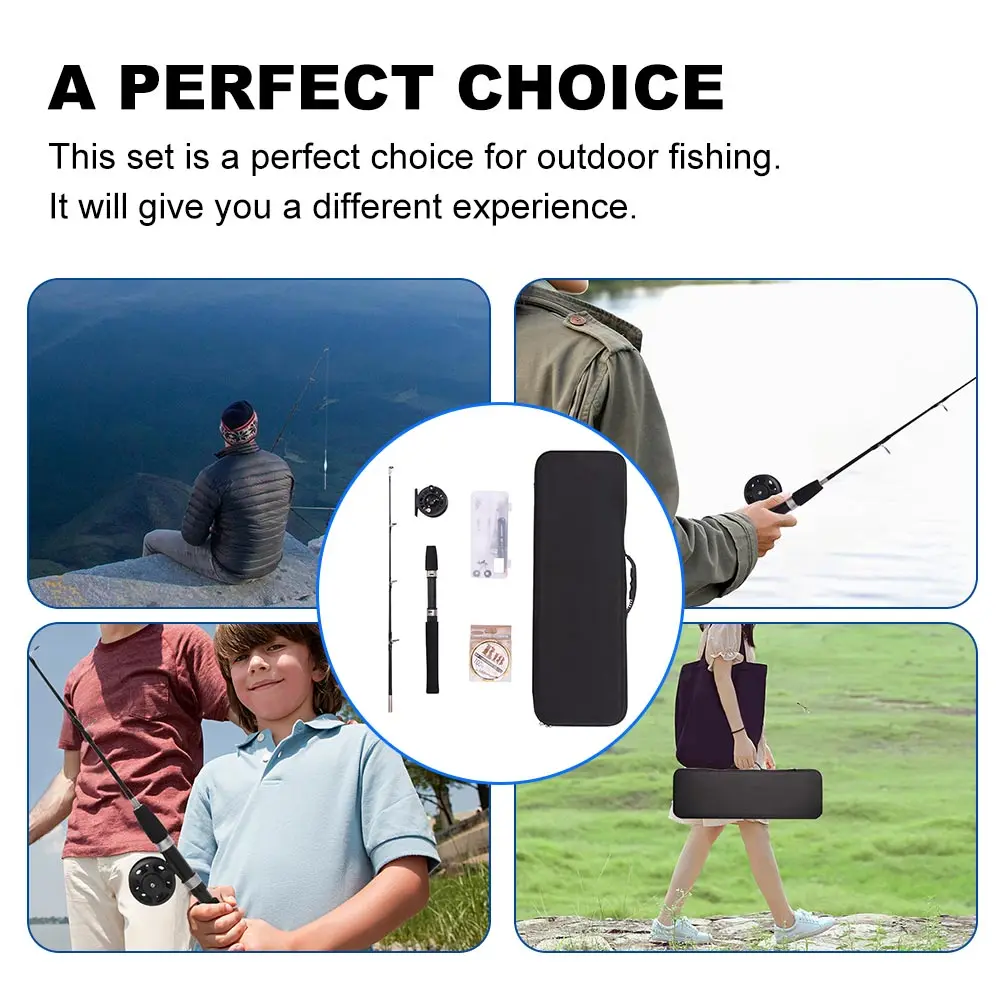 

80CM Length Ice Fishing Rod Set Fish Rod Superhard Boat Ice Fishing Rod With High Quality Fishing Reel Fishing Tackle Set