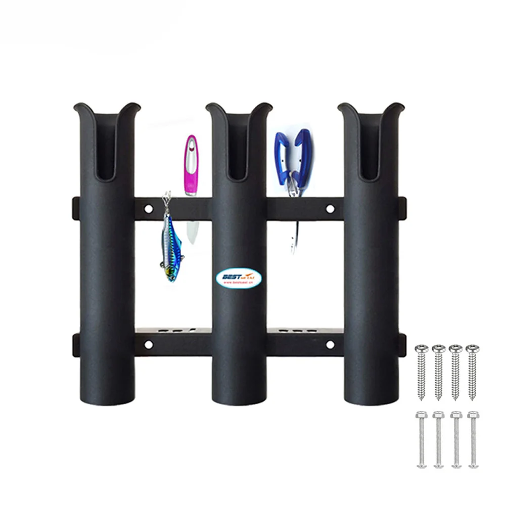 

Storage Fishing rod holder Accessory 3 Tube Rack Bracket Rest Boat Black