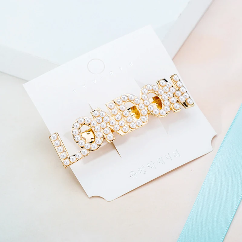 Новинка модные женские жемчужные заколки для волос Нью Йорк Лондон Париж