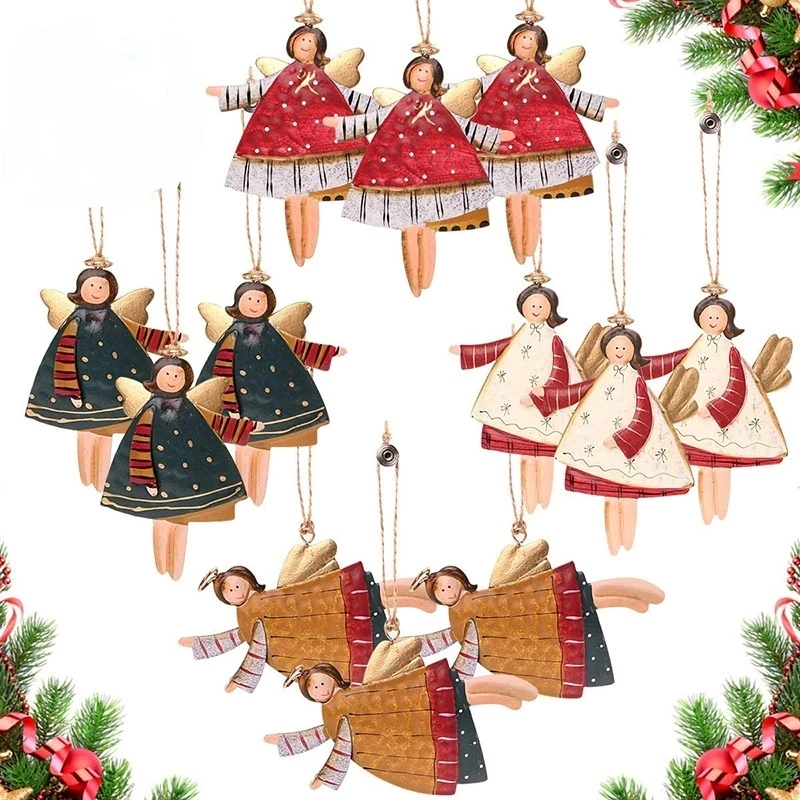 

Angel New Year Metal Christmas Ornaments Pendants Hanging Gifts Xmas Tree Decor Home Decoration