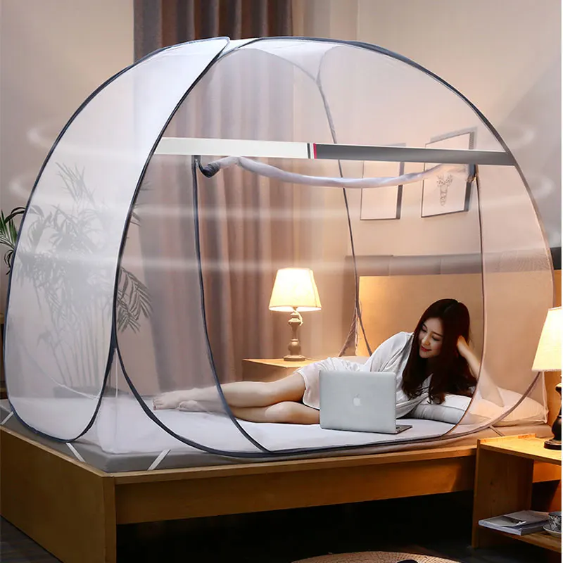 

Foldable Installation Free Mosquito Net Insect Mesh Mongolian Yurt Bed Netting Tents With Zipper Canopy Large Space Bed Tent Mes