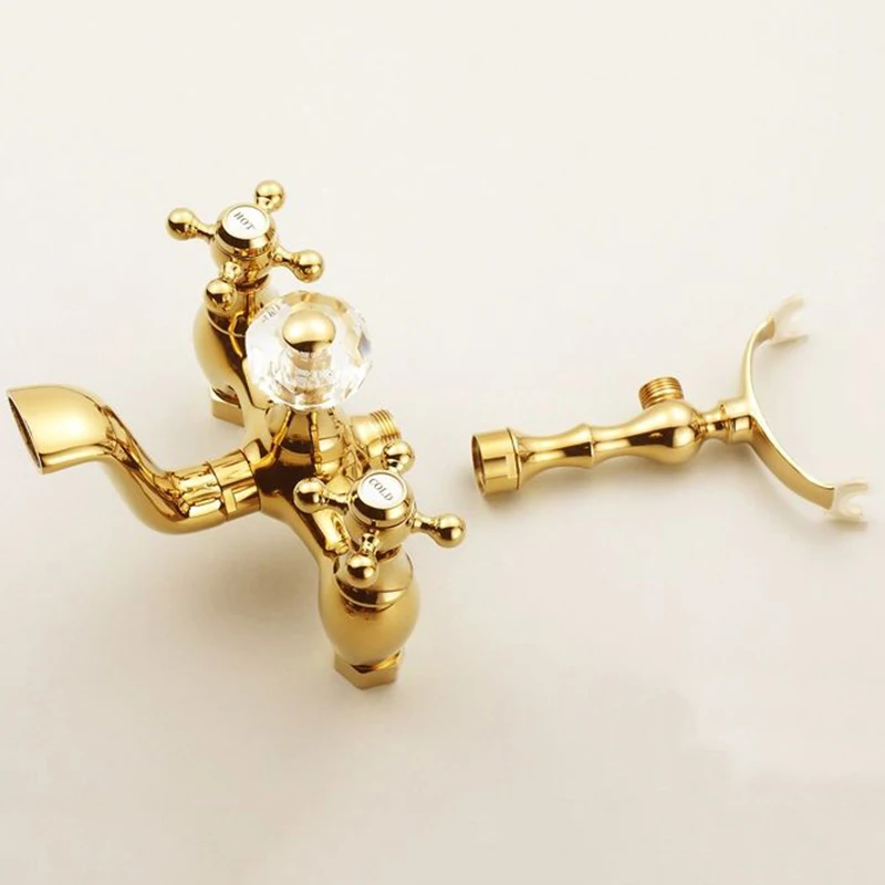 Смесители для душа золотой кран ванной комнаты латунный телефон с настенным