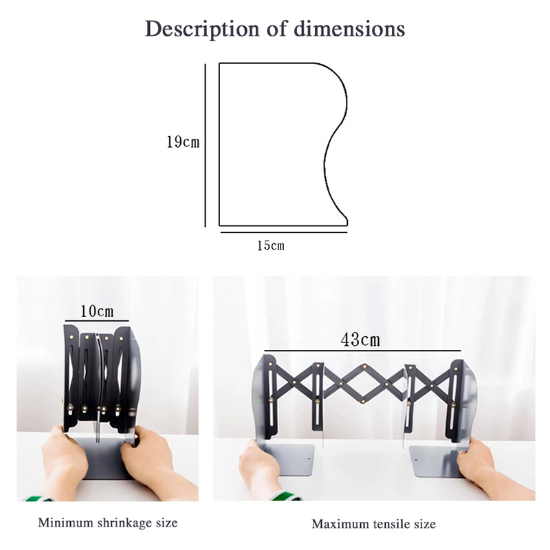 Металл Телескопическая книга Стенд Регулируемый Desktop Storage Организатор Bookends