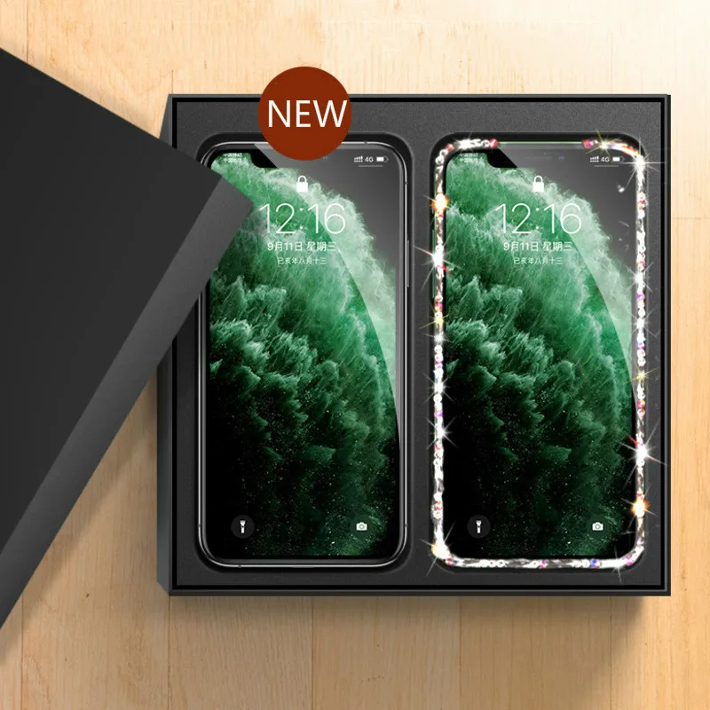 

Luxury Diamond 9D protective glass For 6 6S 7 8 Plus glass For 7 6 8 plus XR XS MAX 11 12 Pro MAX screen protector