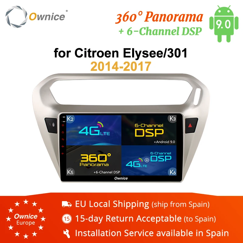 Ownice K1 K2 K3 K5 K6 Android 8 1 автомобильный Радио плеер для Peugeot 301 Citroen Elysee 2014 2015 2016 с 4G LTE 360