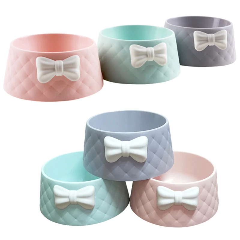 

Новинка 2021, миски для кормления кошек, миска с милым бантом, миска для кормления кошек с бантом, нескользящая дорожная миска для воды для мал...