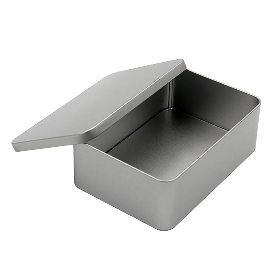 Star Packaging Black Tin Box Rectangular Shape With Curved Lid |