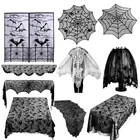 Реквизит для Хэллоуина Черная кружевная Паутина Летучая мышь занавеска скатерть камин мантия для Хэллоуина тема домашвечерние ASD147